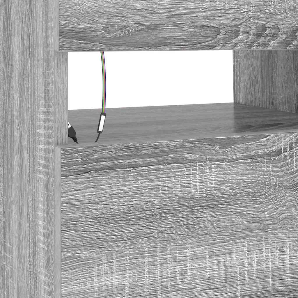 TV-Schrank mit LED-Leuchten Grau Sonoma 90x35x40 cm