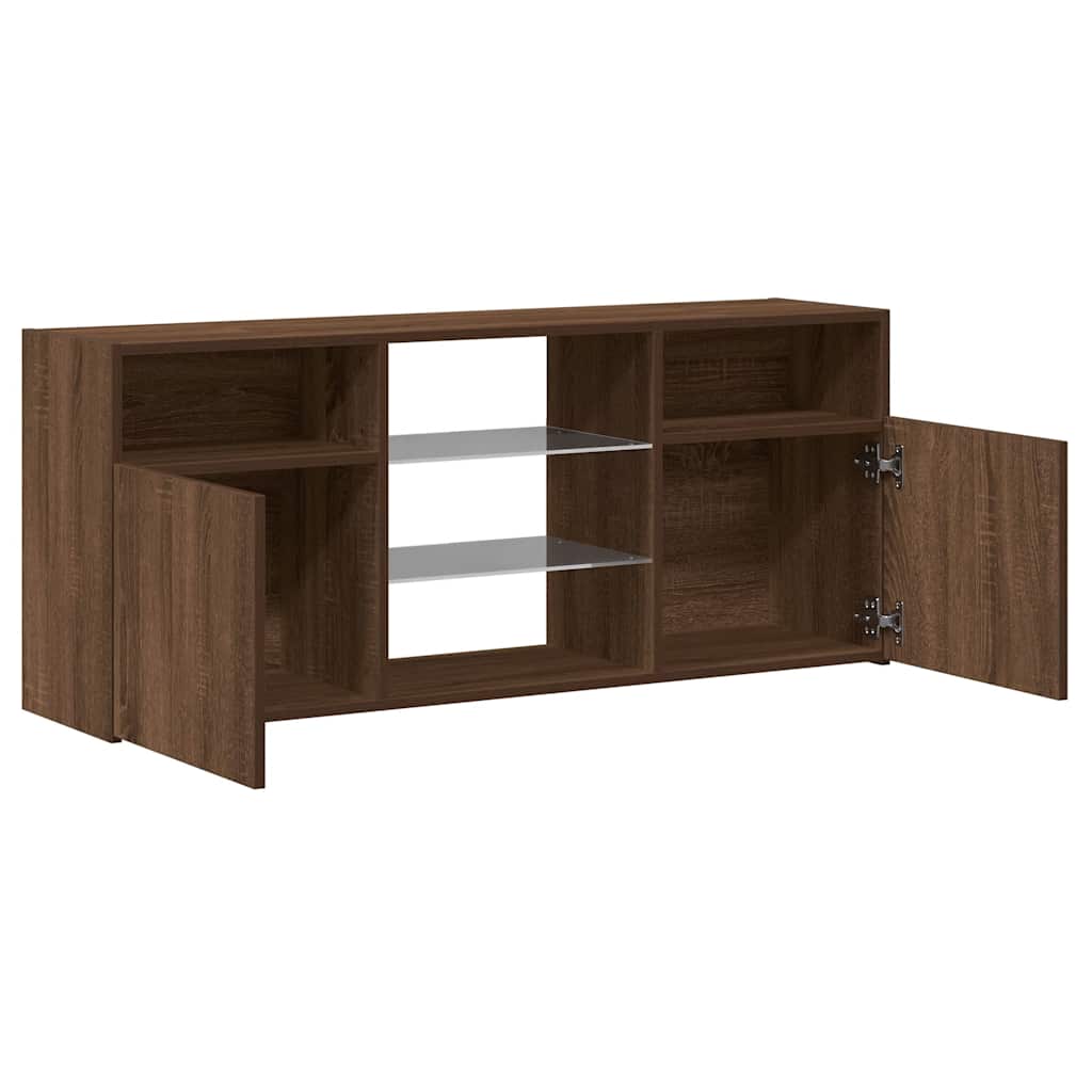 TV-Schrank mit LED-Leuchten Braun Eichen-Optik 120x30x50 cm