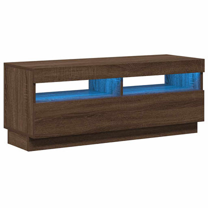 TV-Schrank mit LED-Leuchten Braun Eichen-Optik 100x35x40 cm