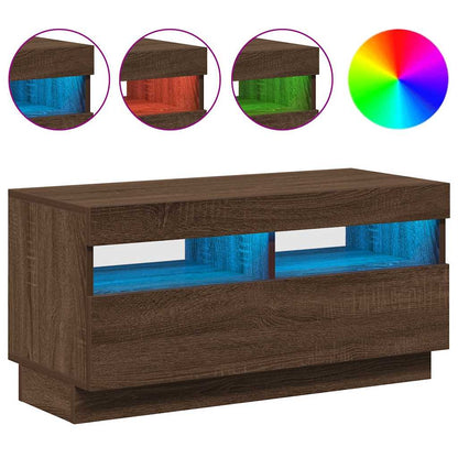 TV-Schrank mit LED-Leuchten Braun Eichen-Optik 80x35x40 cm