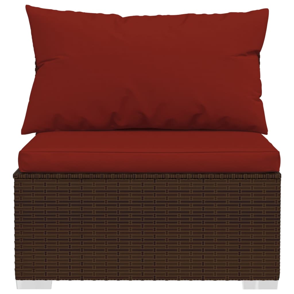 5-tlg. Garten-Lounge-Set mit Kissen Poly Rattan Braun