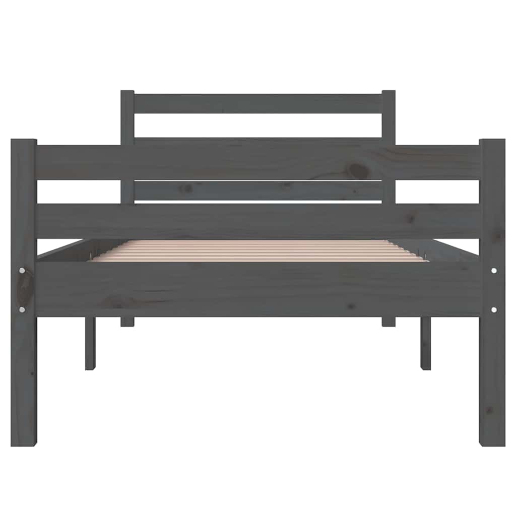 Massivholzbett Grau 100x200 cm