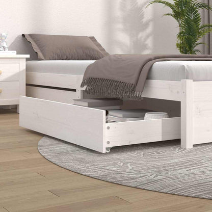 Bettschubladen 2 Stk. Weiß Massivholz Kiefer