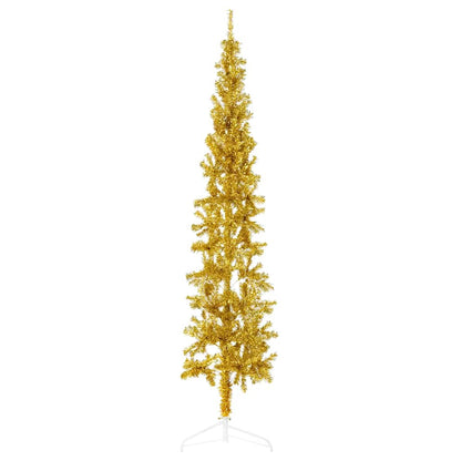 Künstlicher Halb-Weihnachtsbaum mit Ständer Schlank Gold 180 cm