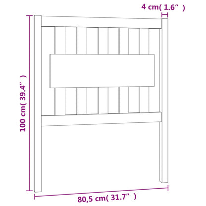 Kopfteil Schwarz 80,5x4x100 cm Massivholz Kiefer