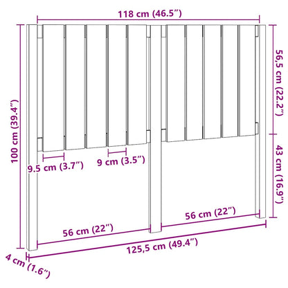 Kopfteil 125,5x4x100 cm Massivholz Kiefer