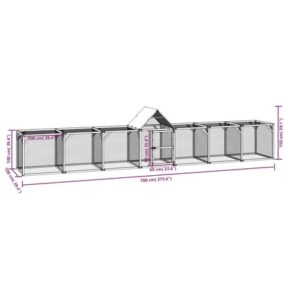 Hühnerstall 700x100x150 cm Massivholz Kiefer Imprägniert