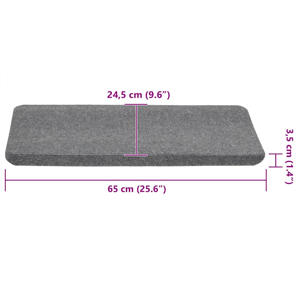 Stufenmatten Selbstklebend 15 Stk. 65x24,5x3,5 cm Grau