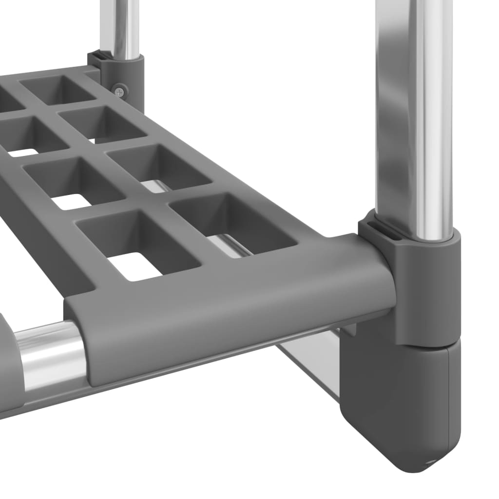 Garderobenständer 3 Etagen Silbern 59x29x192 cm Aluminium