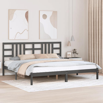 Massivholzbett Grau 200x200 cm