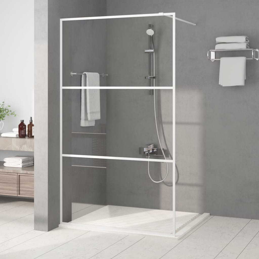 Duschwand für Begehbare Dusche Weiß 115x195 cm ESG-Klarglas