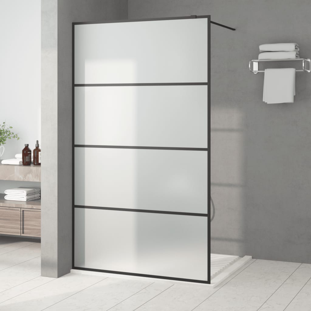 Duschwand für Begehbare Dusche Schwarz 115x195 cm Matt ESG-Glas