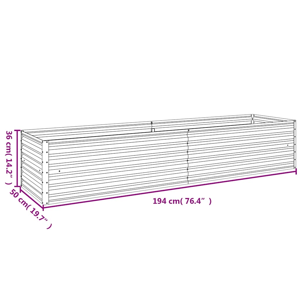 Garten-Hochbeet 194 x 50 x 36 cm Cortenstahl