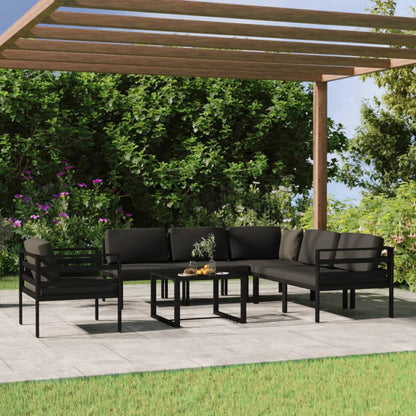 7-tlg. Garten-Lounge-Set mit Kissen Aluminium Anthrazit