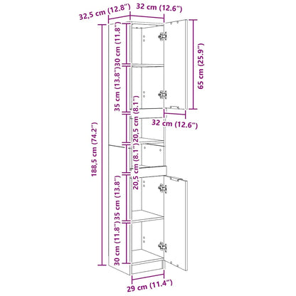 Badschrank Weiß 32x34x188,5 cm Holzwerkstoff