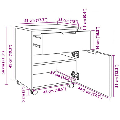 Mobiler Aktenschrank mit Rollen Schwarz 45x38x54 cm
