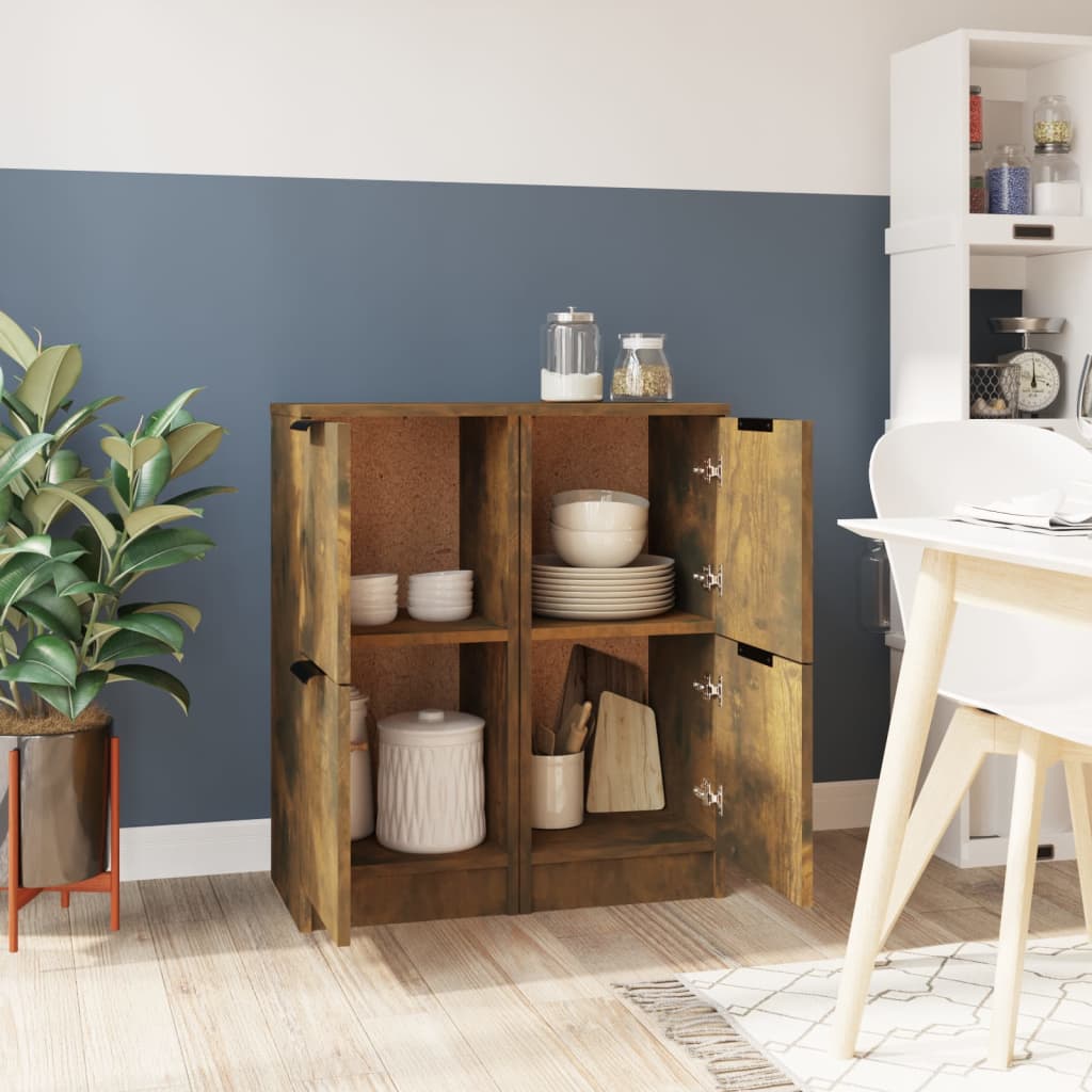 Sideboards 2 Stk. Räuchereiche 30x30x70 cm Holzwerkstoff