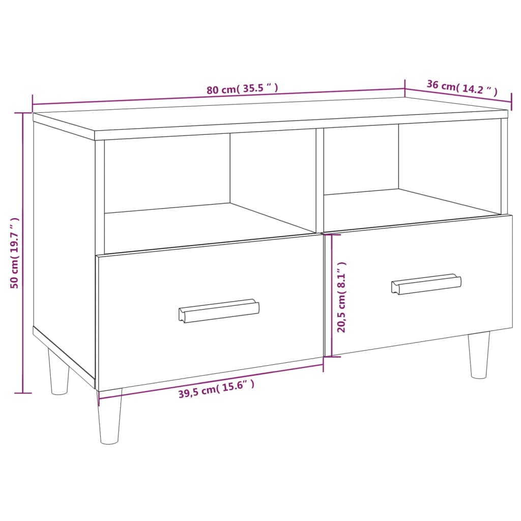 TV-Schrank Grau Sonoma 80x36x50 cm Holzwerkstoff
