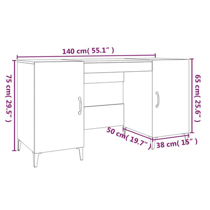 Schreibtisch Grau Sonoma 140x50x75 cm Holzwerkstoff