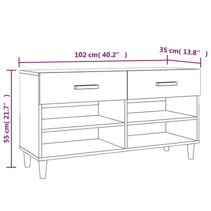 Schuhschrank Räuchereiche 102x35x55 cm Holzwerkstoff