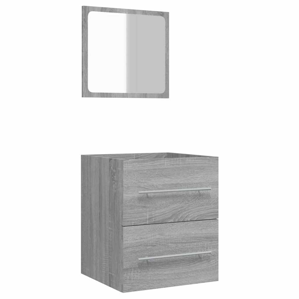 Badschrank mit Spiegel Grau Sonoma 41x38,5x48 cm