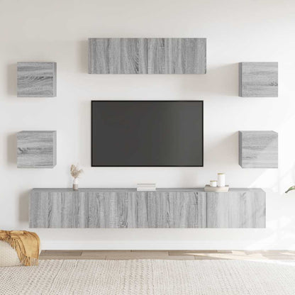 7-tlg. TV-Schrank-Set Grau Sonoma Holzwerkstoff
