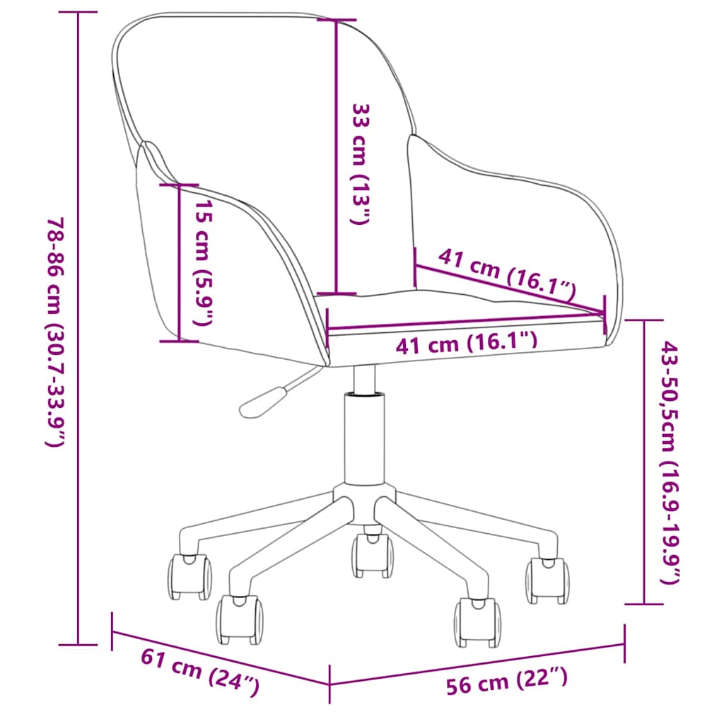 Bürostuhl Drehbar Hellgrau Samt