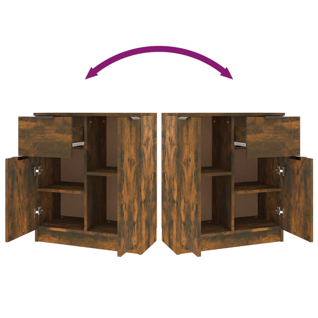 Sideboards 2 Stk. Räuchereiche 60x30x70 cm Holzwerkstoff