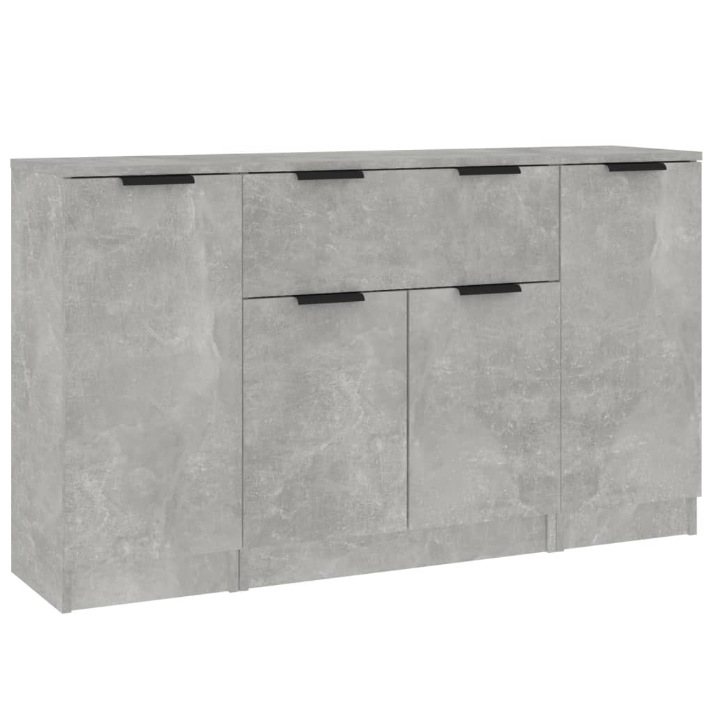 Sideboards 3 Stk. Betongrau Holzwerkstoff
