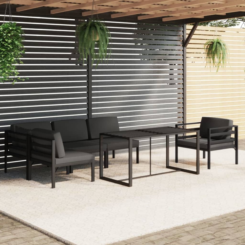 6-tlg. Garten-Lounge-Set mit Kissen Aluminium Anthrazit