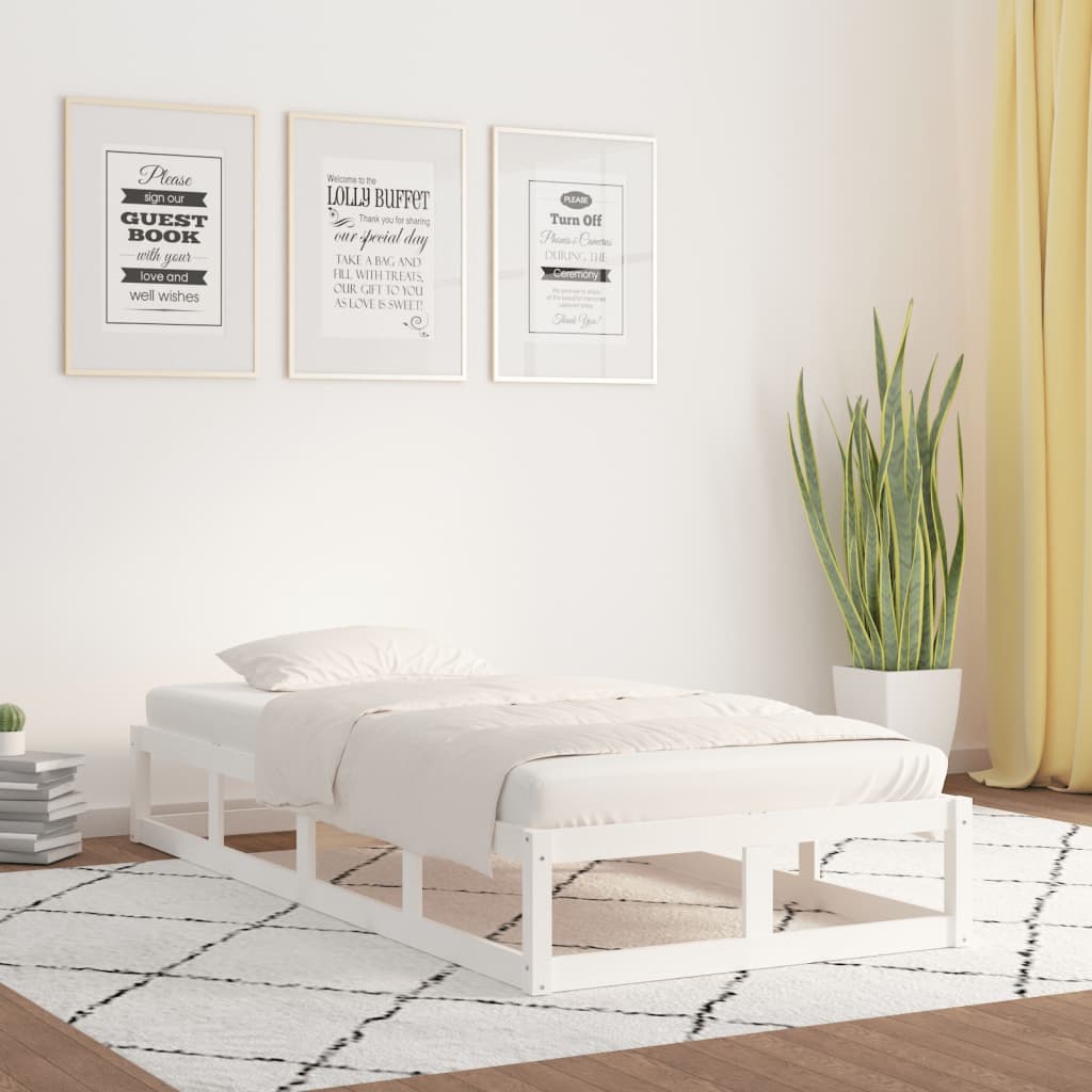 Massivholzbett Weiß 100x200 cm