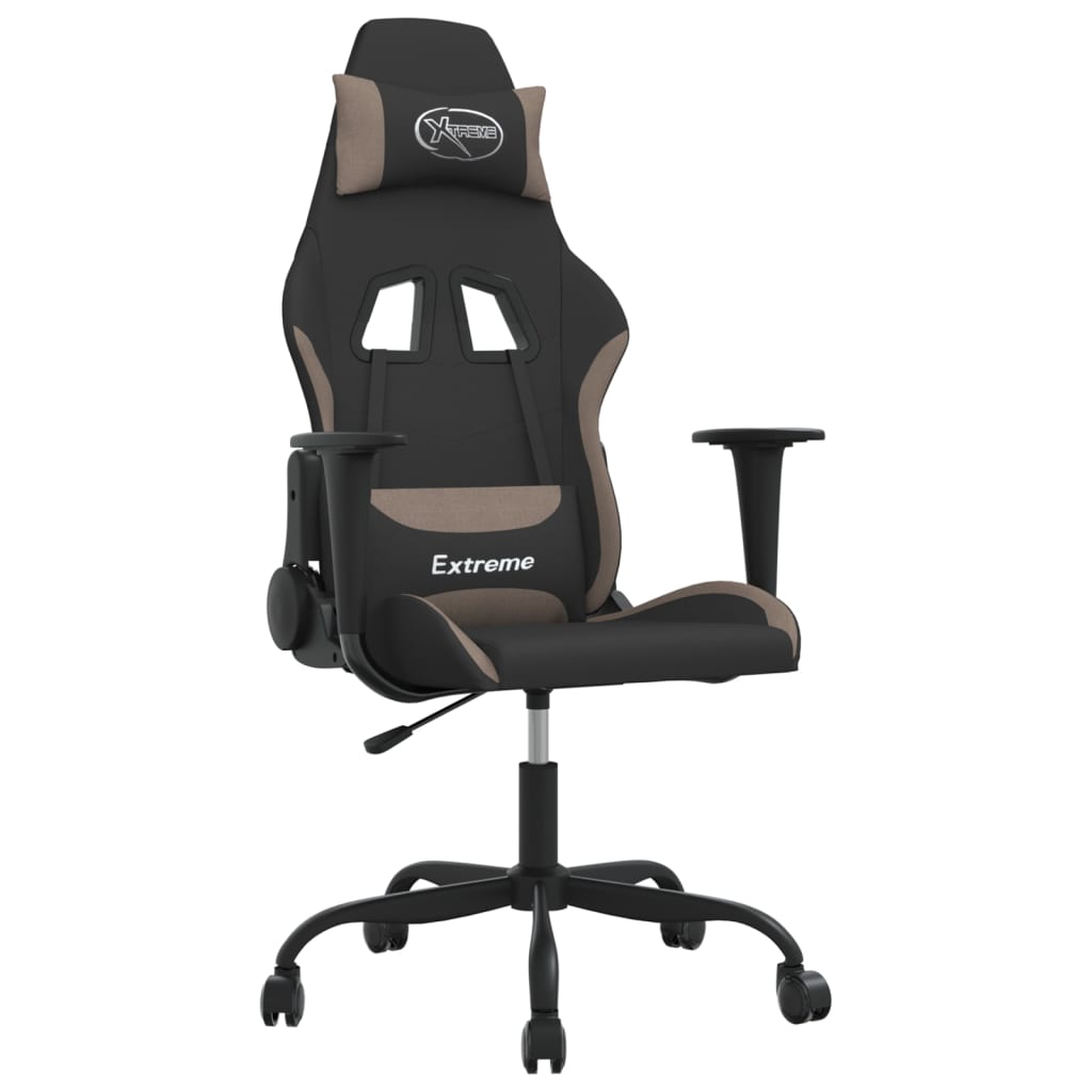 Gaming-Stuhl mit Massagefunktion Schwarz und Taupe Stoff