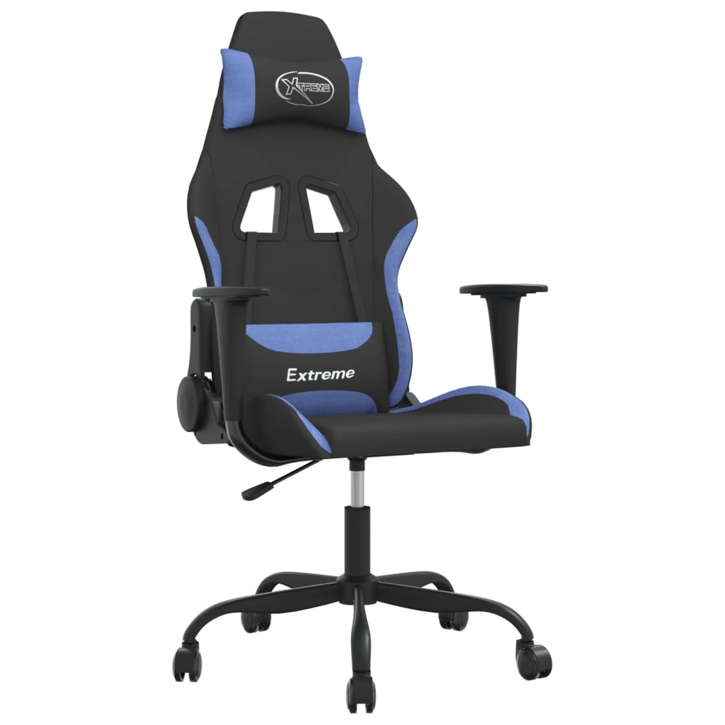Gaming-Stuhl mit Massagefunktion Schwarz und Blau Stoff