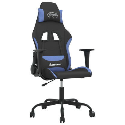 Gaming-Stuhl mit Massagefunktion Schwarz und Blau Stoff