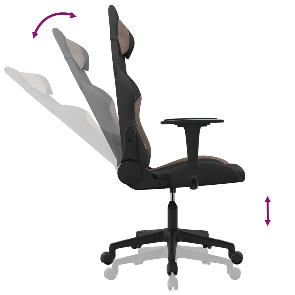 Gaming-Stuhl mit Massagefunktion Schwarz und Taupe Stoff