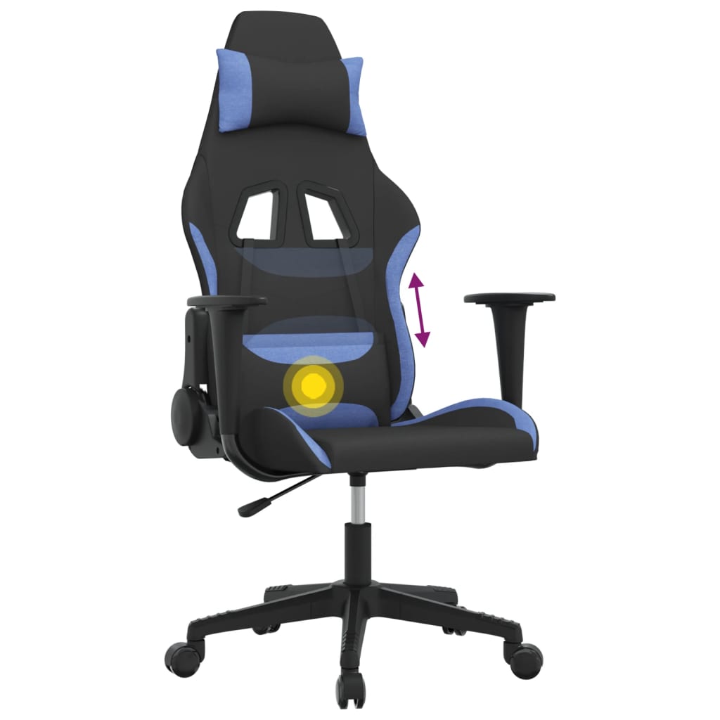Gaming-Stuhl mit Massagefunktion Schwarz und Blau Stoff