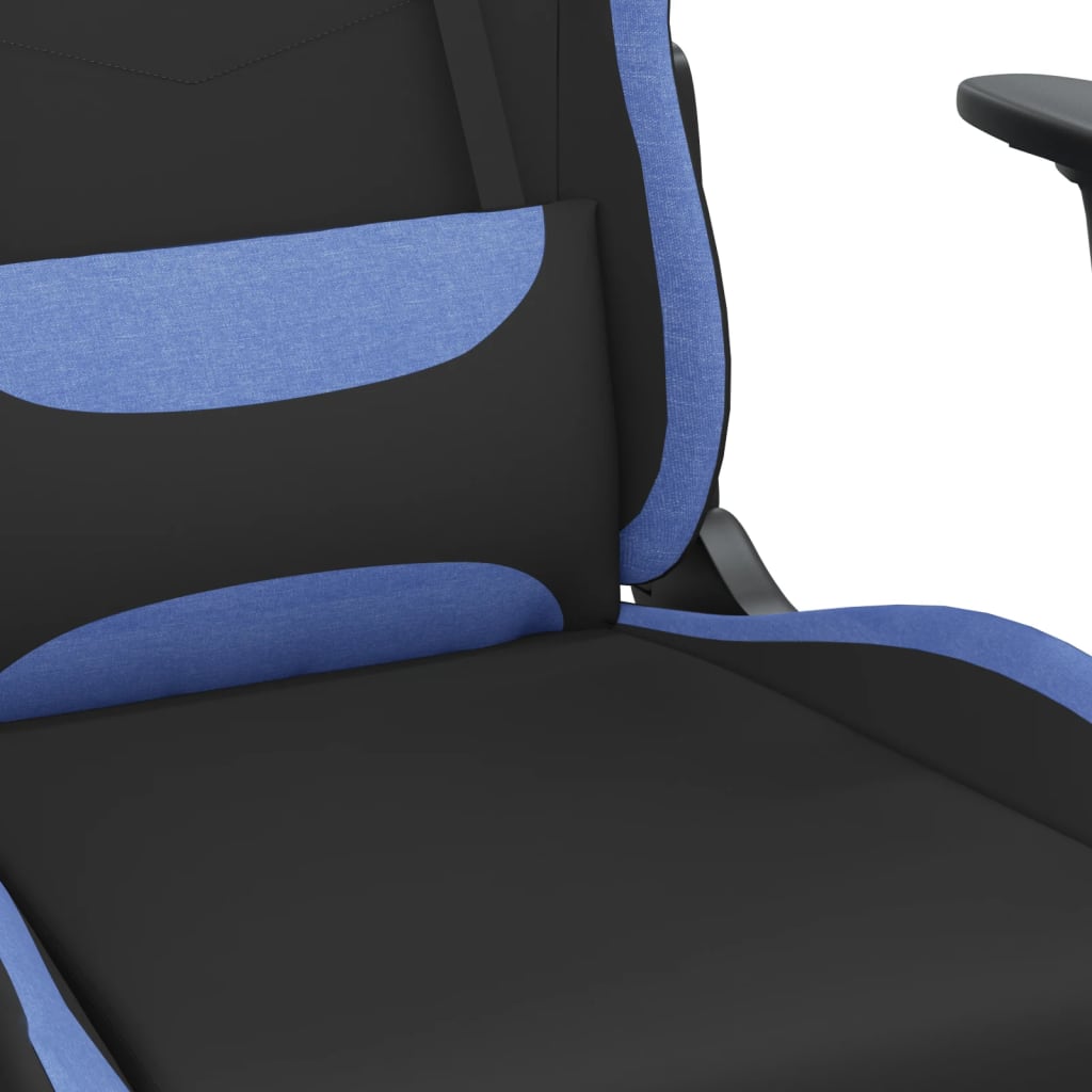Gaming-Stuhl mit Massagefunktion Schwarz und Blau Stoff