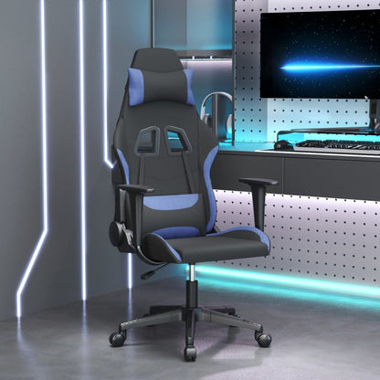 Gaming-Stuhl mit Massagefunktion Schwarz und Blau Stoff