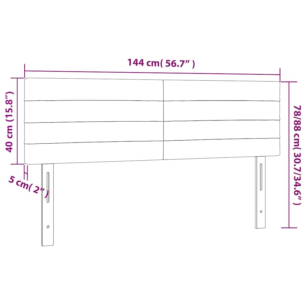 Kopfteile 2 Stk. Hellgrau 72x5x78/88 cm Samt