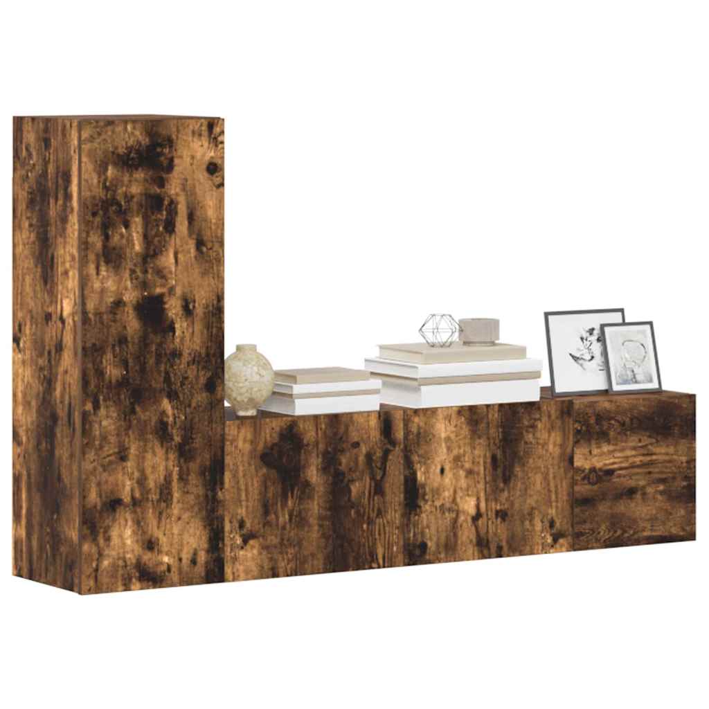 3-tlg. TV-Schrank-Set Räuchereiche Holzwerkstoff