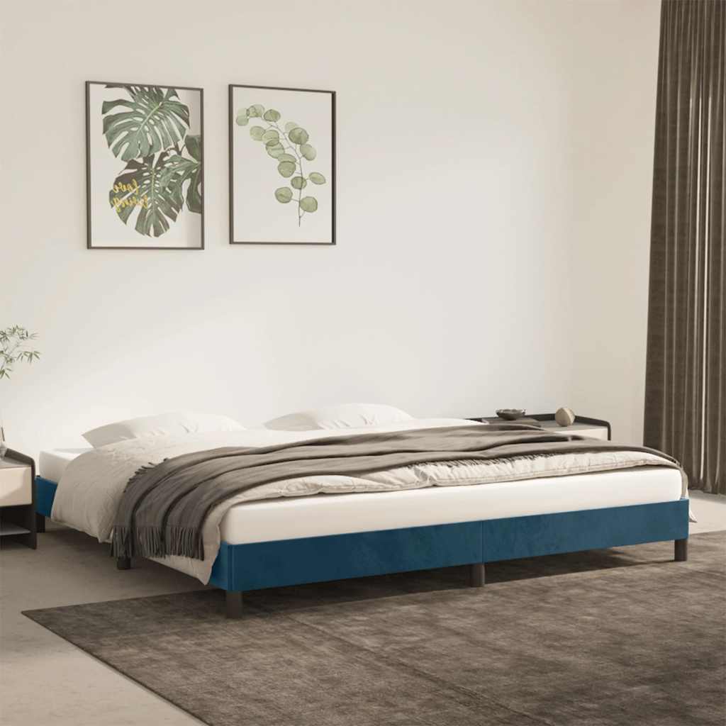 Bettgestell ohne Matratze Dunkelblau 200x200 cm Samt