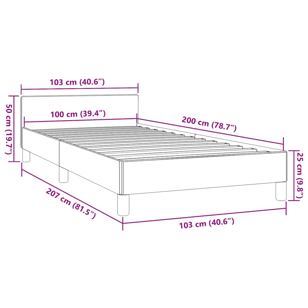 Bettgestell ohne Matratze Creme 100x200 cm Stoff