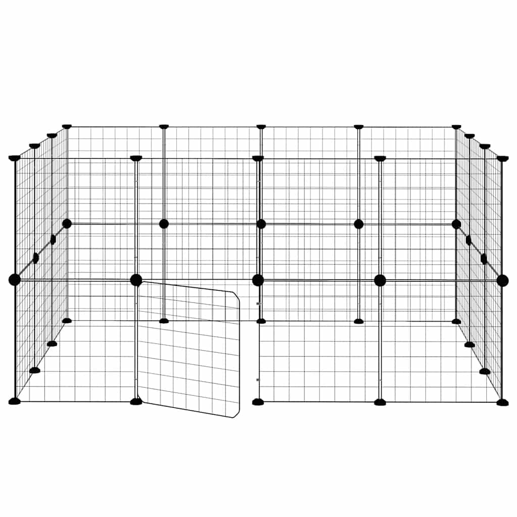 28-tlg. Haustierkäfig mit Tür Schwarz 35x35 cm Stahl