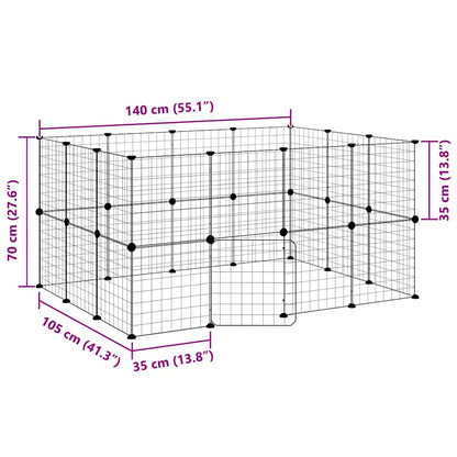 28-tlg. Haustierkäfig mit Tür Schwarz 35x35 cm Stahl