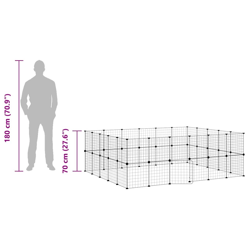 44-tlg. Haustierkäfig mit Tür Schwarz 35x35 cm Stahl
