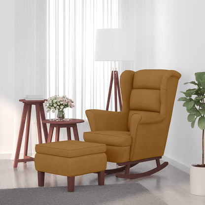 Schaukelstuhl Ohrensessel Braun Samt und Massivholz