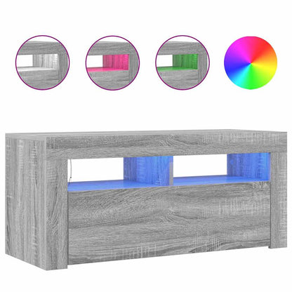TV-Schrank mit LED-Leuchten Grau Sonoma 90x35x40 cm