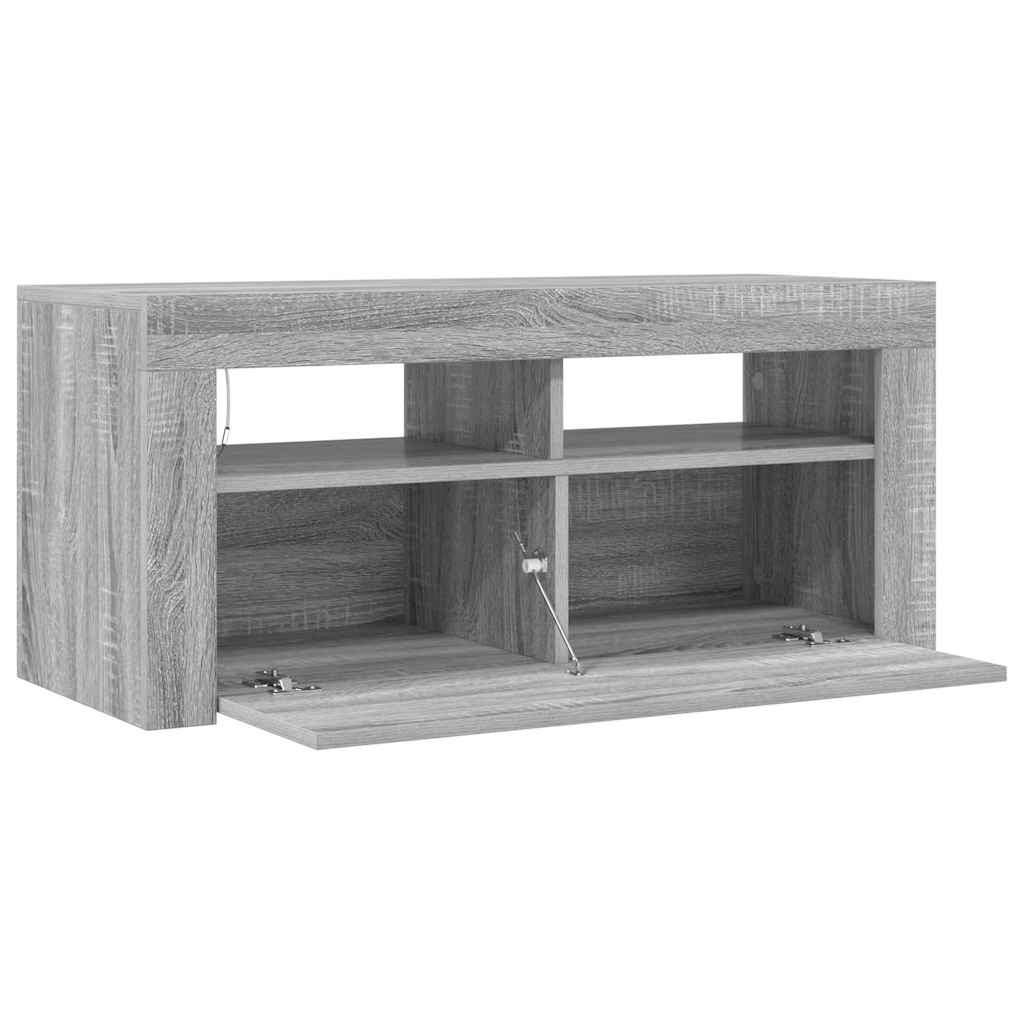 TV-Schrank mit LED-Leuchten Grau Sonoma 90x35x40 cm