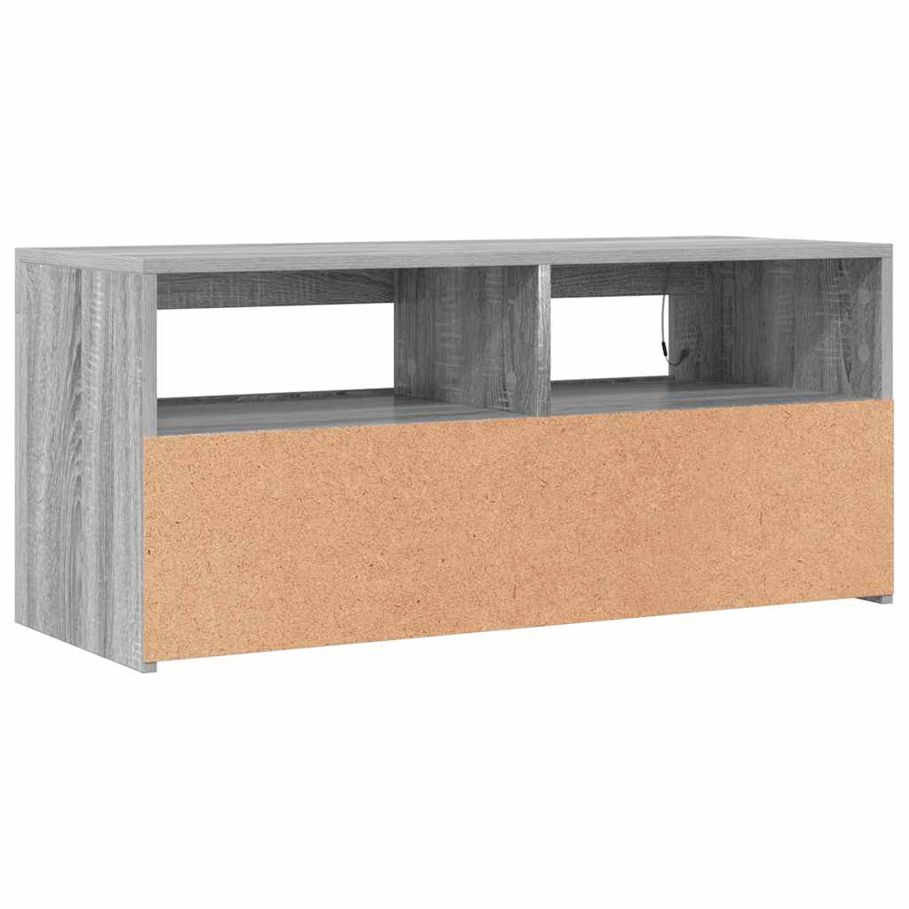 TV-Schrank mit LED-Leuchten Grau Sonoma 90x35x40 cm