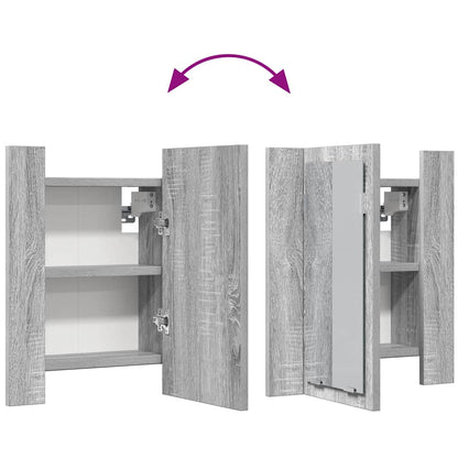 LED-Spiegelschrank Grau Sonoma 40x12x45 cm Holzwerkstoff
